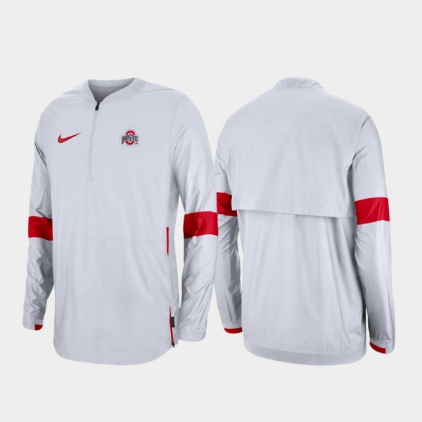 Ohio State Buckeyes Men's White 2019 Coaches Sideline Quarter-Zip College Football Jacket 2404UMAS0